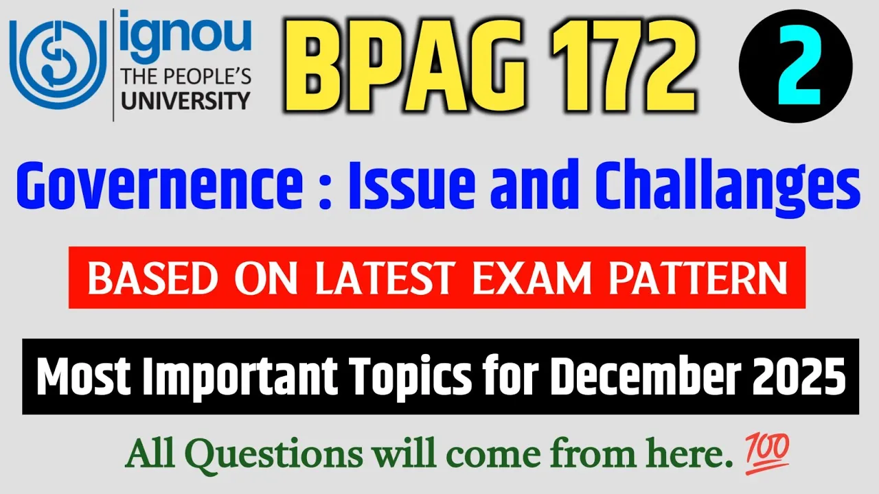 BPAG 172 Important Questions December 2025 Exam in English | BPAG 172 Question Paper December 2025