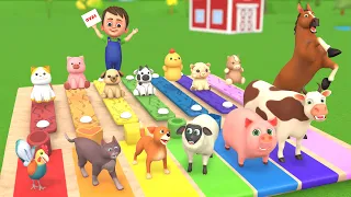 Baby Learn Shapes & Colors with Wooden Xylophone | Fun Farm Animals Jumping Activities for Toddlers