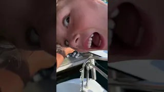 A 6 year old fisherman on a sailboat: I want to eat my fish for breakfast! #sailing #fishing #fish