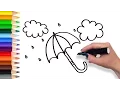 Learn how to Draw Umbrella Teach Drawing for Kids Toddlers Coloring Page