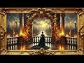 Luxury Balcony Oil Painting TV Art with Gold Frame Vintage Oil Masterpiece Screensaver