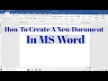 How To Create A New Document in MS Word