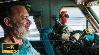 tom hanks robot learns to drive finch movie scene 4k