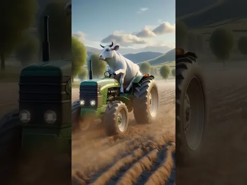 This cow is working in the field with a tractor #shorts #facts #ai