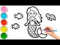 Mermaid and Her Lovely Sea Friends Mindful Drawing Painting Coloring for Kids