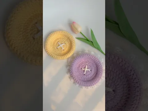 Crochet Coaster | Cute Crochet Button Coaster✨ #howtocrochet #crochetcoaster #crochettutorial