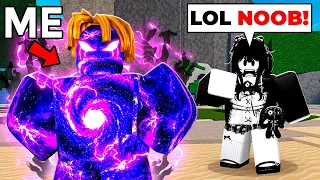Pretending To Be a NOOB with COSMIC GAROU MOVESET in The Strongest Battlegrounds