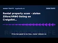 Rental property scam stolen listing on Craigslist