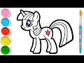 Download Lagu Twilight Sparkle en nog 5 My Little Pony tekenen, schilderen en kleuren voor kinderen #326