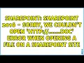 SharePoint 2016 - Sorry we couldn t open doc error when opening a file on a Sharepoint
