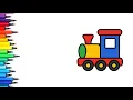 How to Draw a Cute Train Easy Drawing Coloring Painting for Kids