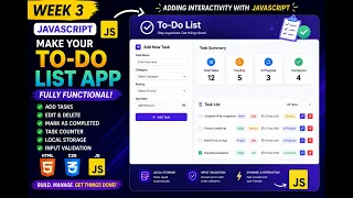 Week 03 Build a Fully Functional To-Do List App with JavaScript Add Edit Delete Local Sto