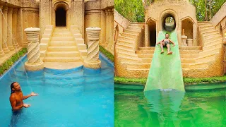 195 Days Building The Amazing Water Park Vs Water Slide with Underground Swimming Pool -Temple House