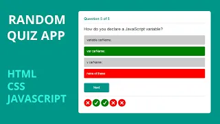 Random Quiz Application using by Html Css Javascript