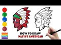 Native American - Drawing and Coloring tutorial for Kids and Toddlers