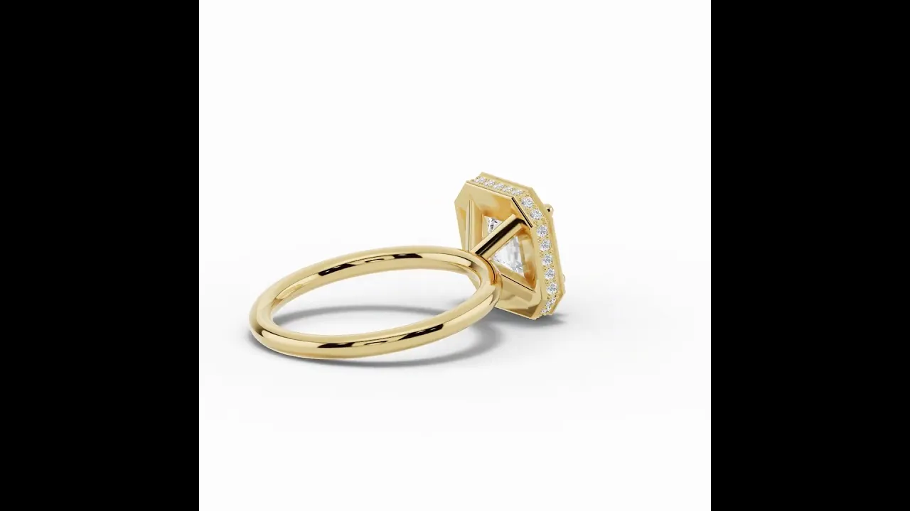 Asscher Nova Halo Engagement Ring