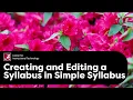 Creating and Editing a Syllabus in Simple Syllabus