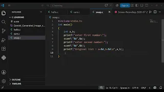 Class 11 wbse C programing part-4 -Swapping between two numbers