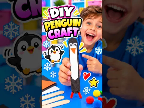 DIY Penguin Craft | Easy Popsicle Stick Penguin for Kids #diy #craft #craftyfun #kids