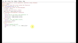 Python program to solve quadratic equation using formula
