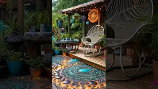 Bohemian Hippie style outdoor garden patio deck