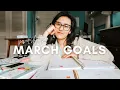 MARCH GOALS powersheets monthly goal-setting tending list february review