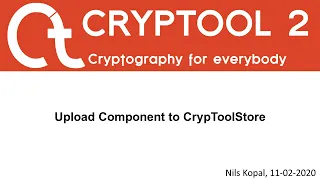 08 - Upload Component to CrypToolStore CrypTool 2 Development Series