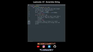 Leetcode 87 Scramble String in Python Python Leetcode Python Coding Tutorial Python Code ASMR