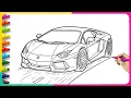 LAMBORGHINI Coloring Pages Coloring Lamborghini with Markers - Satisfying