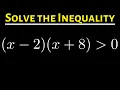 Solving a Quadratic Inequality with the Test Point Method Greater Than Symbol Example