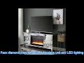 Acme LV00312 Everly quinn albaugh mirrored 59 TV stand w faux diamond inlay fireplace unit and LED