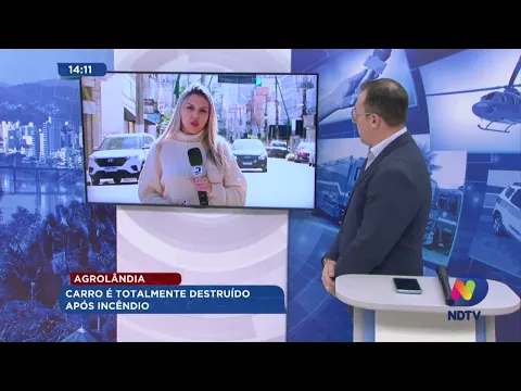 Agrolândia: carro é totalmente destruído após incêndio