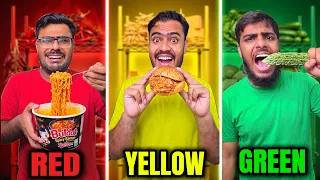 Red Vs Yellow Vs Green Color Food Challenge 😯 Bottles Nay Apna Jaadu Dikhaya 🪄