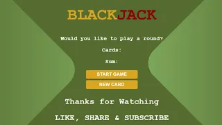 Blackjack Game using JavaScript HTML CSS Web Development