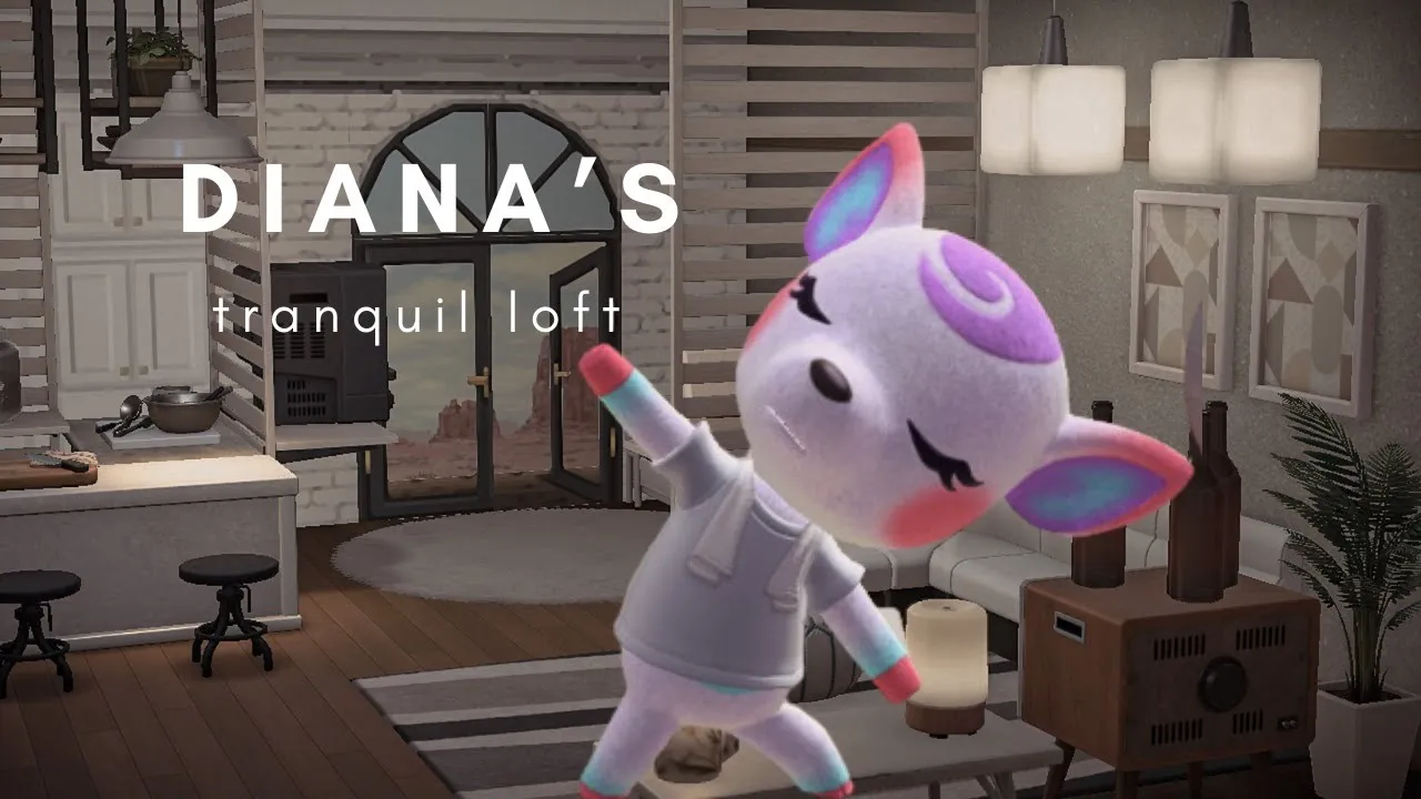 Diana's yoga & massage studio + loft HHP | Using sticker designs door + windows | ACNH SPEED BUILD