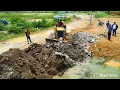 Download Lagu So Nicely Open New Fill The Land Using Dozer Push Concrete Stone Trash Into Water \u0026 Dump Trucks