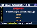 DML Data Manipulation Language in SQL Server INSERT UPDATE DELETE Explained SQL Tutorial