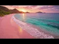 Pink Sand Beach Komodo Island 4K Relaxing Ocean Waves Sunset Nature Sounds for Sleep - Ambient 026