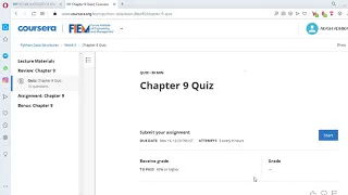 PYTHON DATA STRUCTURE Chapter-9 Quiz - COURSERA