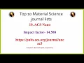 Top 10 Material Science Journals based on 2019 Impact Factor