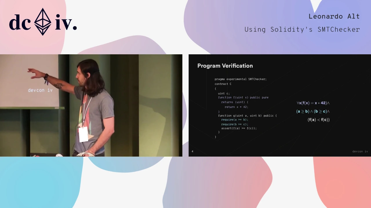 Using Solidity's SMTChecker by Leonardo Alt (Devcon4)