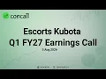 Escorts Kubota Q1 FY27 Earnings Conference Call Concall in