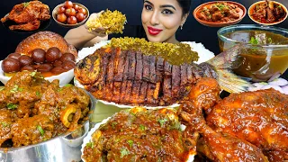 ASMR Eating Spicy Mutton Curry Whole Chicken Curry Fish Curry Fry Rice Big Bites ASMR Eating Mukbang 