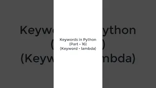 How to implement Keyword lambda in Python