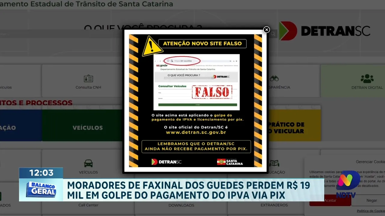 Moradores de Faxinal dos Guedes caem em golpe do IPVA por PIX