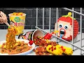 LEGO Food: Lego Apu Destroyed by Korean Fire Noodl in Jail IRL | ASMR Video