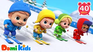 Sled and Slide in the Winter Snow ⛄ | Winter Play | Kids Songs | Domi Kids