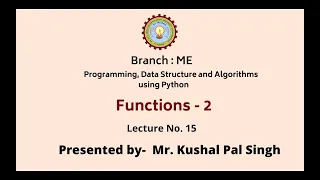 Programming Data Structure and Algorithms Using Python Function Part-2 AKTU Digital Education