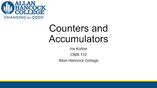 CBIS 112 Counters and Accumulators