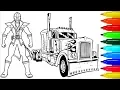 Power Rangers Samurai Truck Coloring Pages Colouring Pages for Kids with Colored Markers